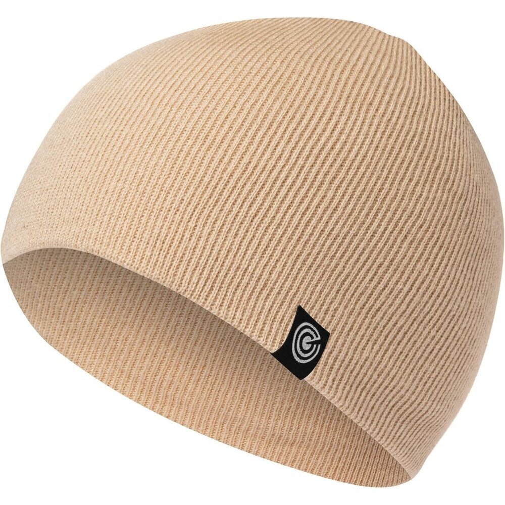 Unisex Beige 100% Acrylic Ribbed Soft Knit Warm and Durable Winter Beanie Cap